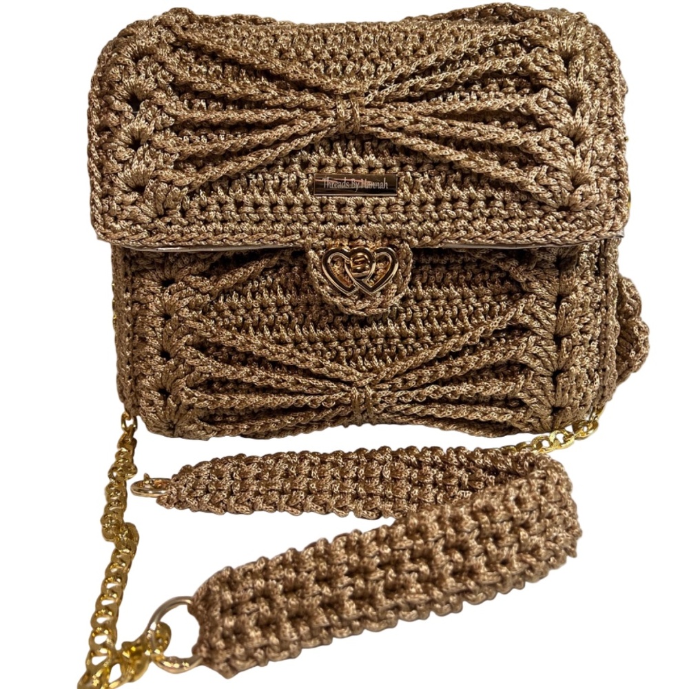Handmade Beige Satchel Shoulder Handbag